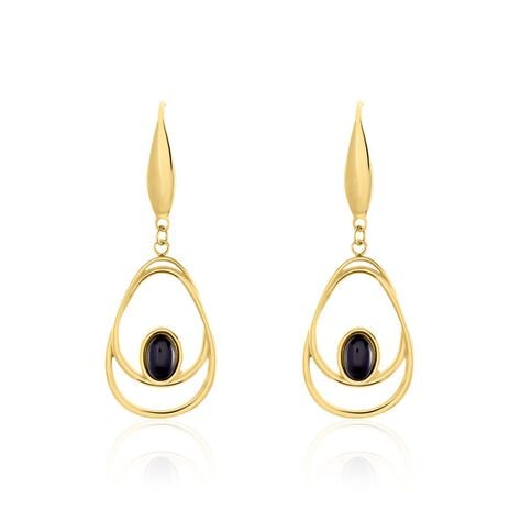 Boucles D'oreilles Pendantes Acier Doré Ruben Agate - Pendantes Femme | Marc Orian