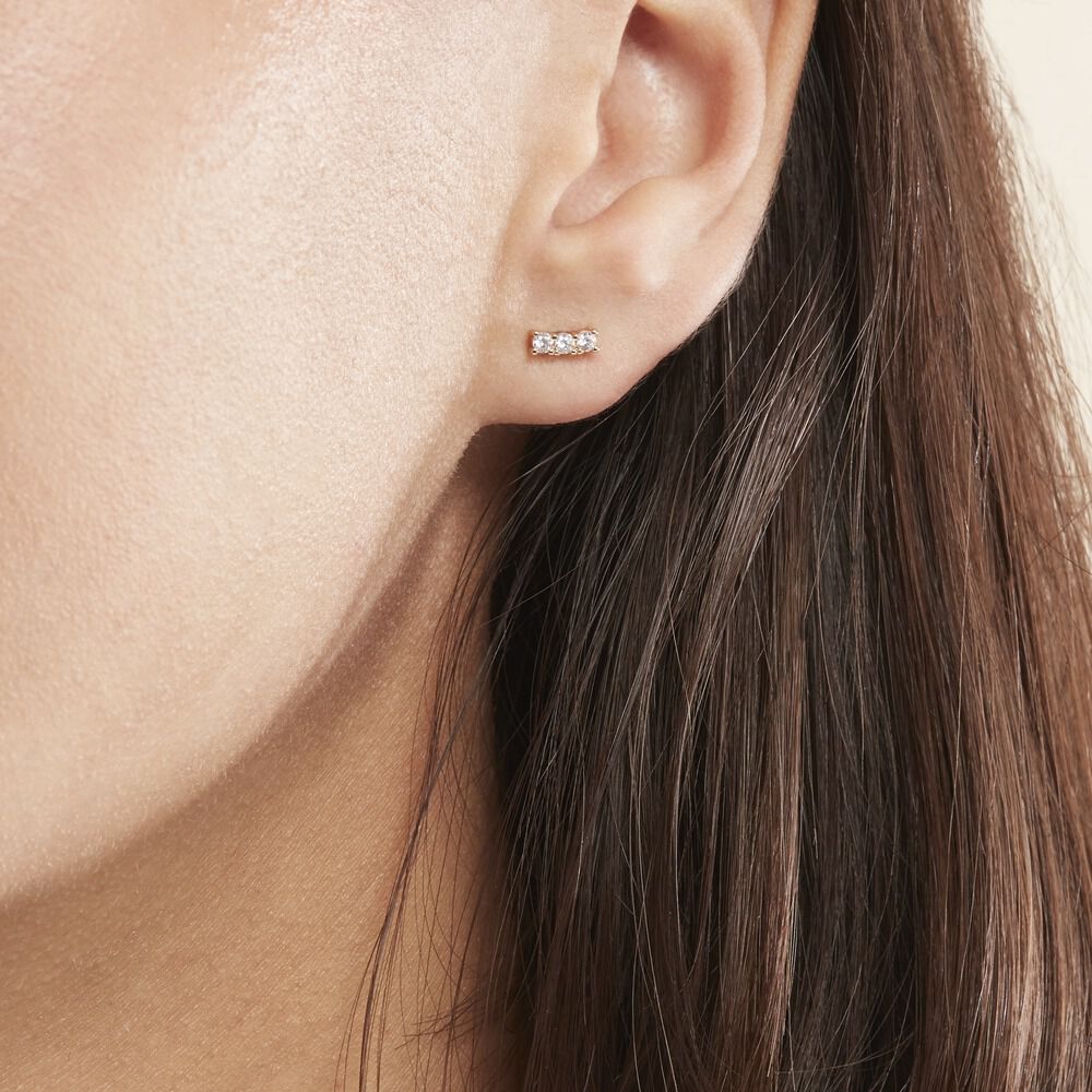 Boucles D'oreilles Puces Plaqué Or Jaune Alodia Oxydes De Zirconium - Puces Femme | Marc Orian