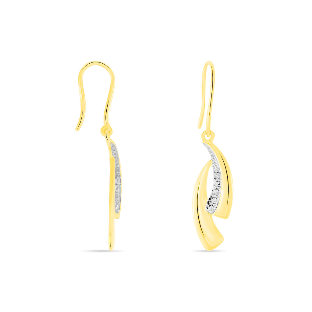 Boucles D'oreilles Pendantes Aube Or Bicolore Diamant - Boucles d'oreilles Pendantes Femme | Marc Orian