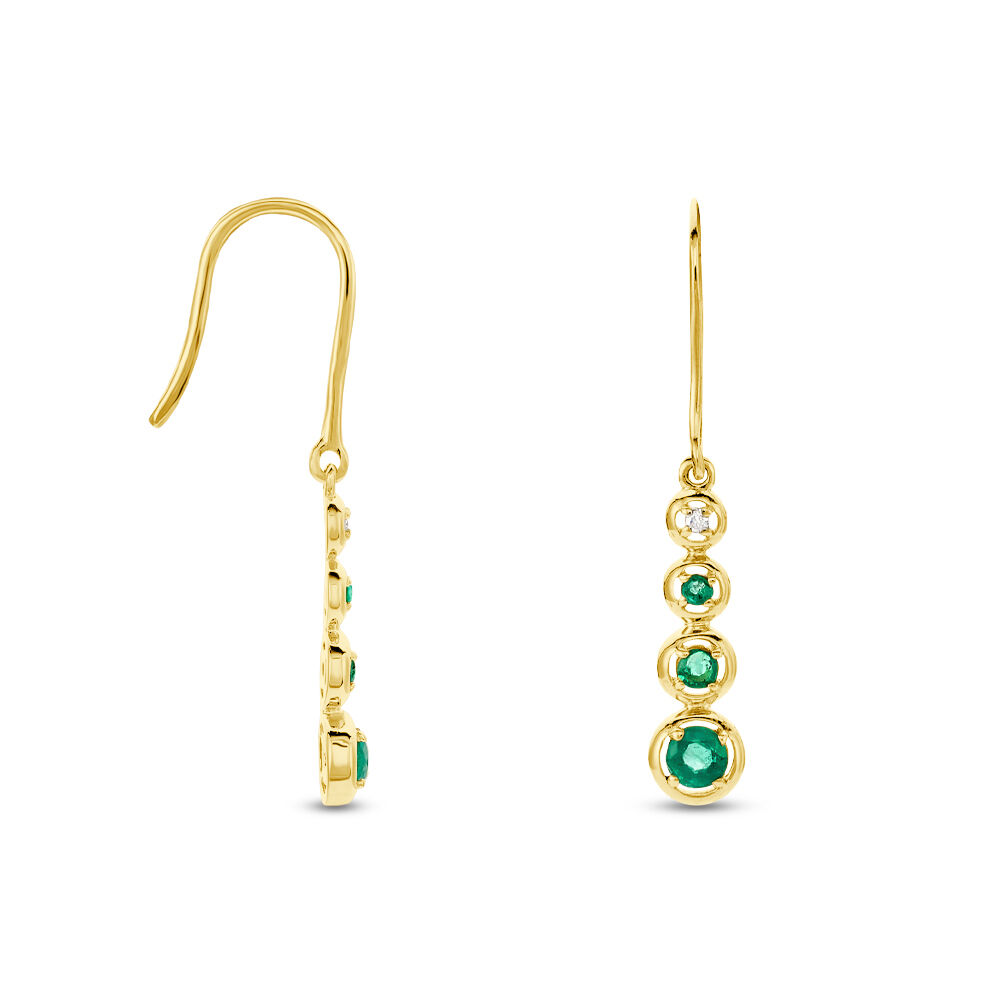 Boucles D'oreilles Pendantes Josephine Or Jaune Emeraude - Pendantes Femme | Marc Orian