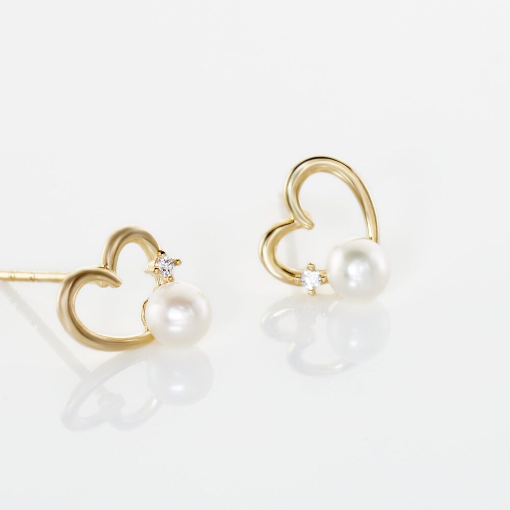 Boucles D'oreilles Puces Or Jaune Fergus Perle De Culture Oxyde - Puces Femme | Marc Orian