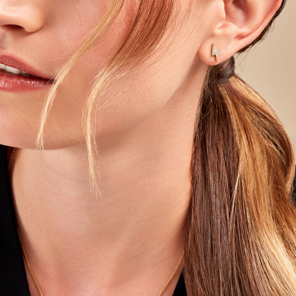 Boucles D'oreilles Puces Acier Doré Cristal - Puces Femme | Marc Orian