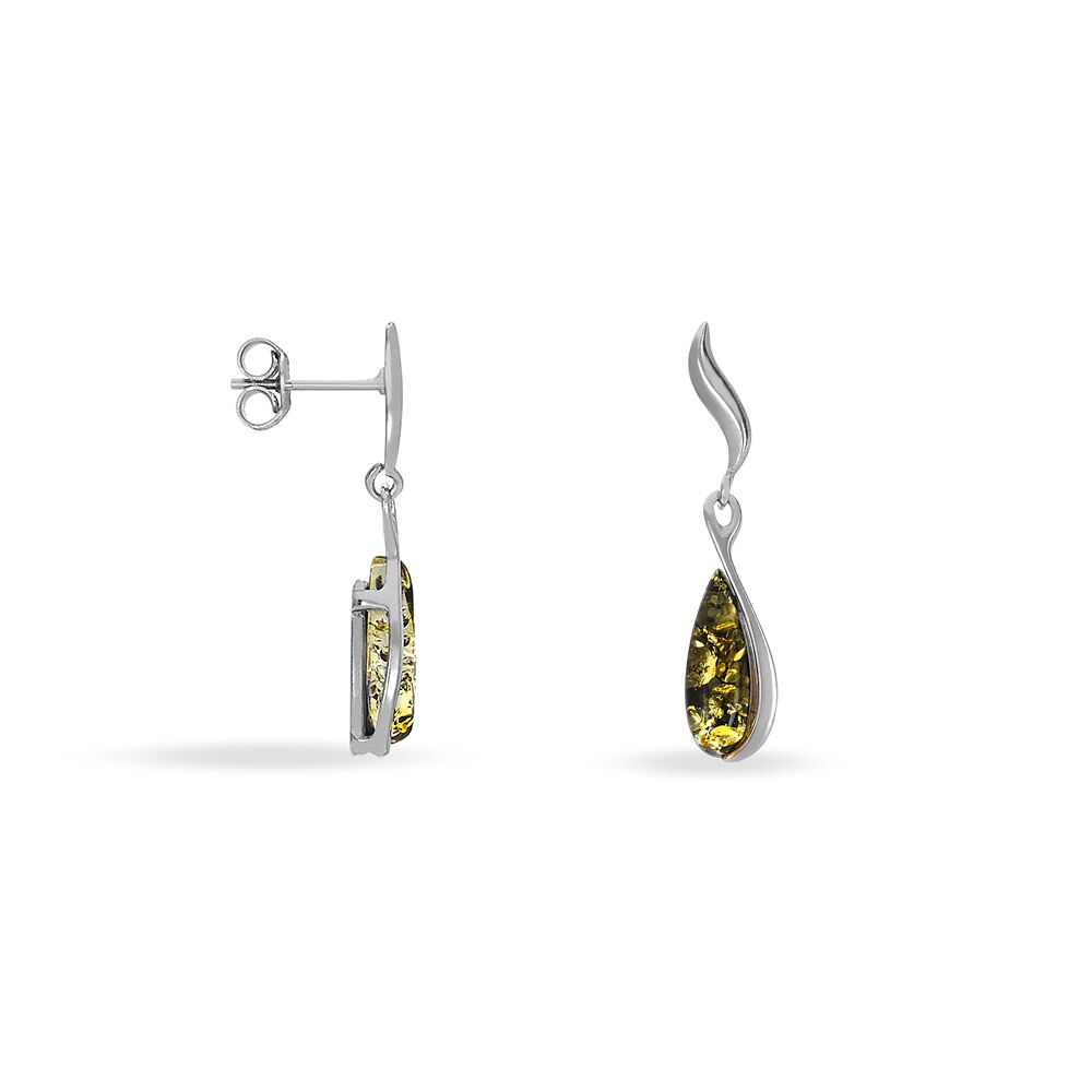 Boucles D'oreilles Pendantes Argent Blanc Odilon Ambre - Pendantes Femme | Marc Orian