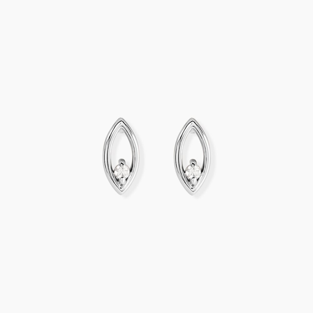 Boucles D'Oreilles Puces Kerima Argent Blanc Oxyde De Zirconium - Puces Femme | Marc Orian