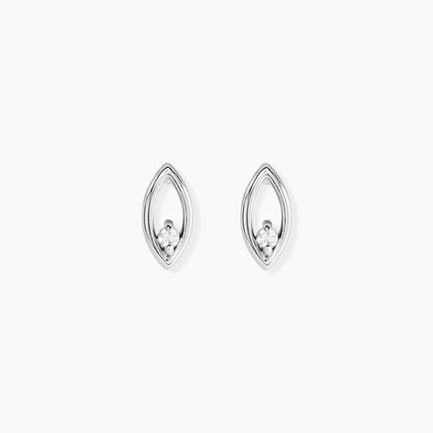 Boucles D'Oreilles Puces Kerima Argent Blanc Oxyde De Zirconium - Puces Femme | Marc Orian