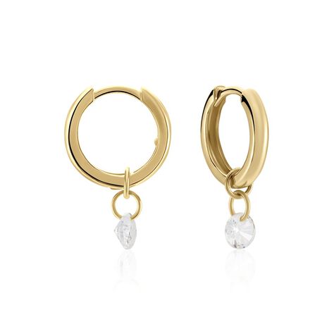 Créoles Plaqué Or Pauw Pampilles Oxydes De Zirconium - Boucles d'oreilles Créoles Femme | Marc Orian