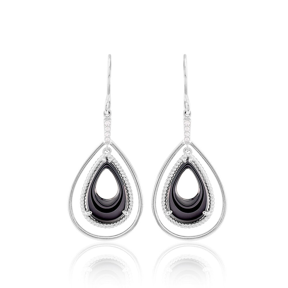 Boucles D'oreilles Pendantes Brewen Argent Blanc Céramique Et Oxyde - Pendantes Femme | Marc Orian