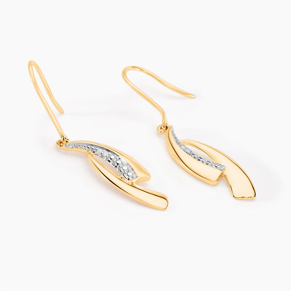 Boucles D'oreilles Pendantes Aube Or Bicolore Diamant - Pendantes Femme | Marc Orian