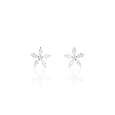 Boucles D'oreilles Puces Horcia Or Blanc Oxyde De Zirconium - Puces Femme | Marc Orian
