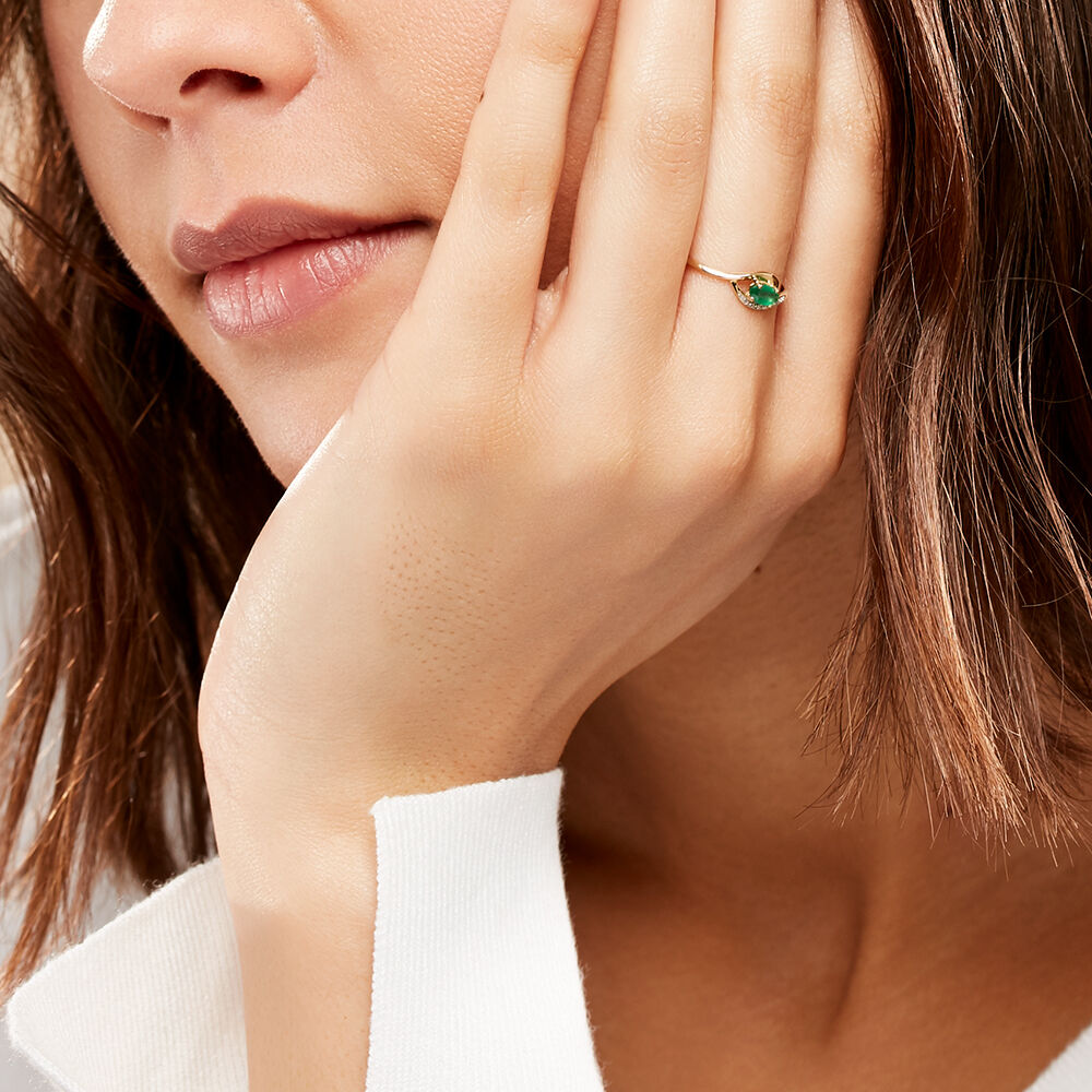 Bague Emotion Or Jaune Emeraude Diamant - Bagues vintage Femme | Marc Orian