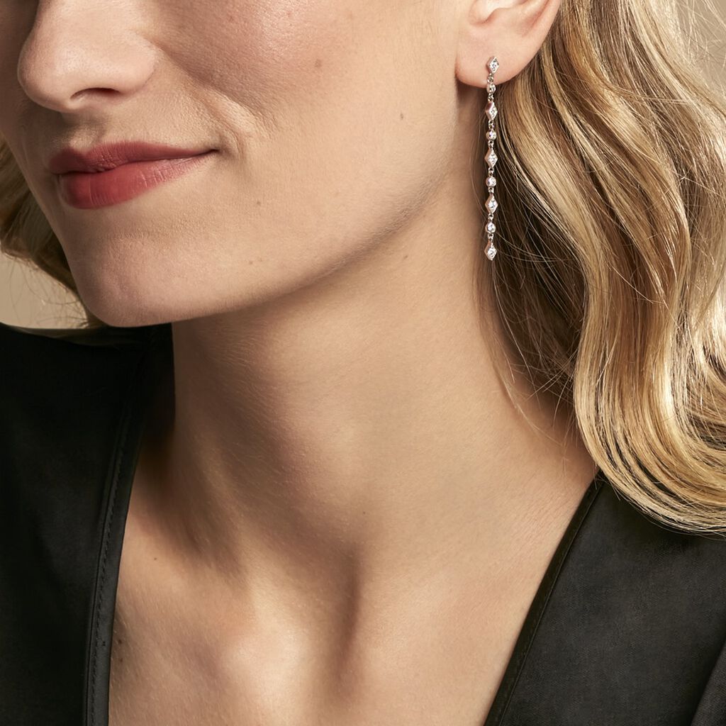 Boucles D'oreilles Pendantes Mascaret Argent Blanc Oxyde De Zirconium - Boucles d'oreilles Pendantes Femme | Marc Orian