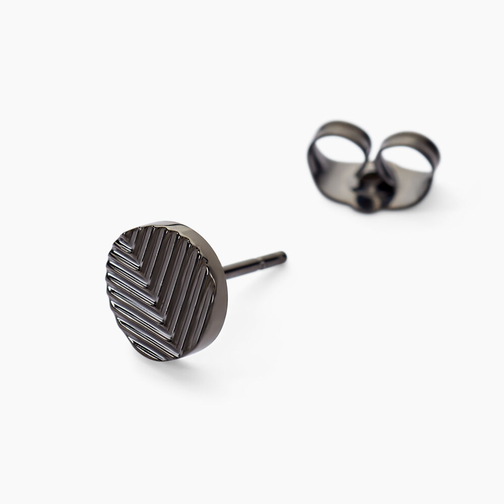 Boucles D'oreilles Puces Black Love Acier Blanc - Puces Homme | Marc Orian