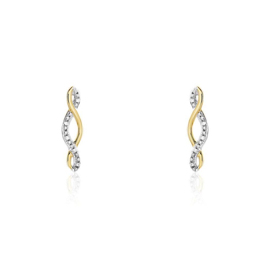 Boucles D'oreilles Puces Or Jaune Abisai Diamants - Puces Femme | Marc Orian