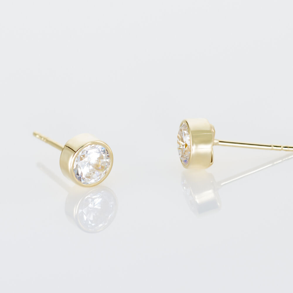 Boucles D'oreilles Puces Elda Serti Clos Or Jaune Oxyde De Zirconium - Puces Femme | Marc Orian
