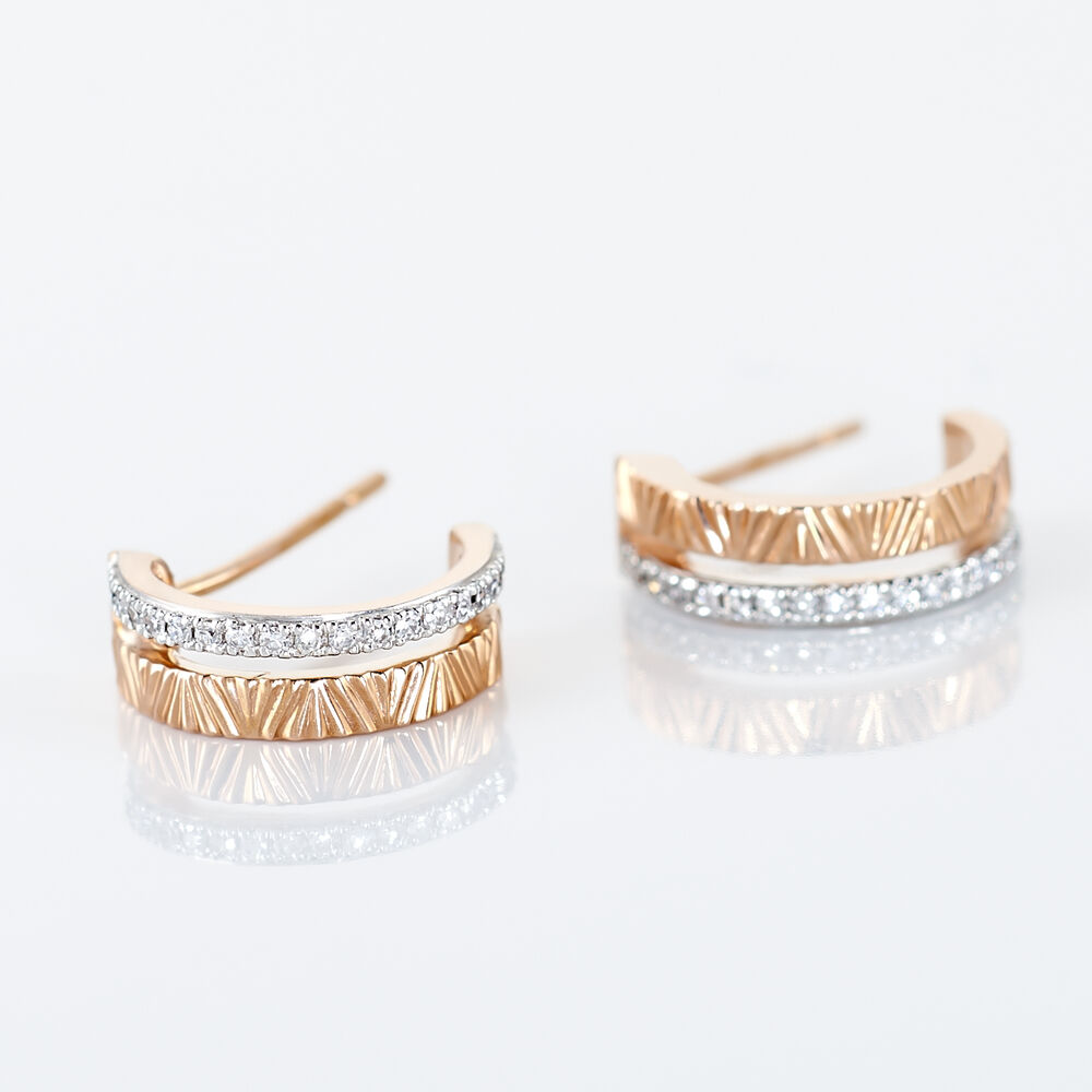 Boucles D'oreilles Puces Belindalan Or Bicolore Diamant - Puces Femme | Marc Orian