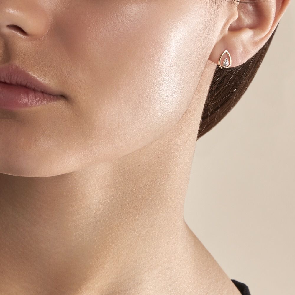 Boucles D'oreilles Or Jaune Sheilana Diamants - Puces Femme | Marc Orian