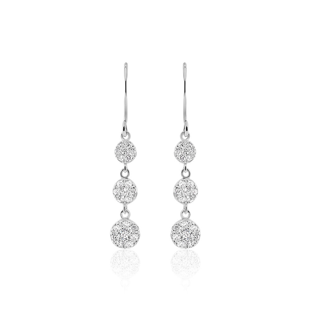 Boucles D'oreilles Pendantes Sandra Argent Blanc Oxyde De Zirconium - Pendantes Femme | Marc Orian