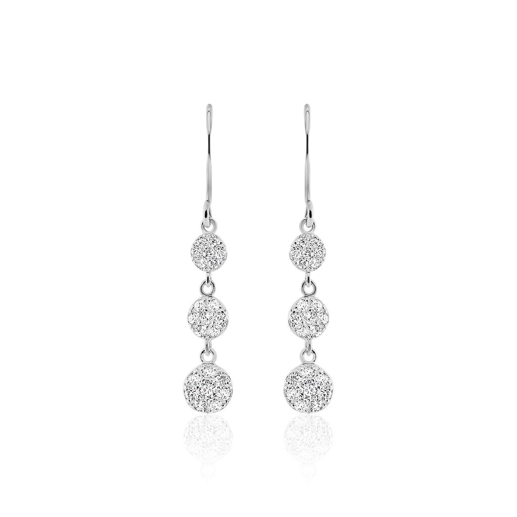 Boucles D'oreilles Pendantes Sandra Argent Blanc Oxyde De Zirconium - Pendantes Femme | Marc Orian