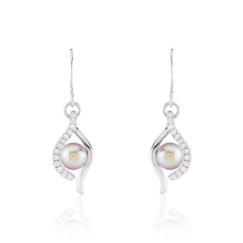 Boucles D'oreilles Pendantes Deniz Argent  Perle De Culture Et Oxyde - Pendantes Femme | Marc Orian