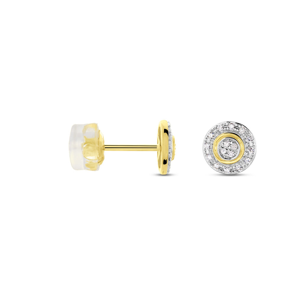 Boucles D'oreilles Puces Rosangela Or Bicolore Diamant Blanc -  Femme | Marc Orian