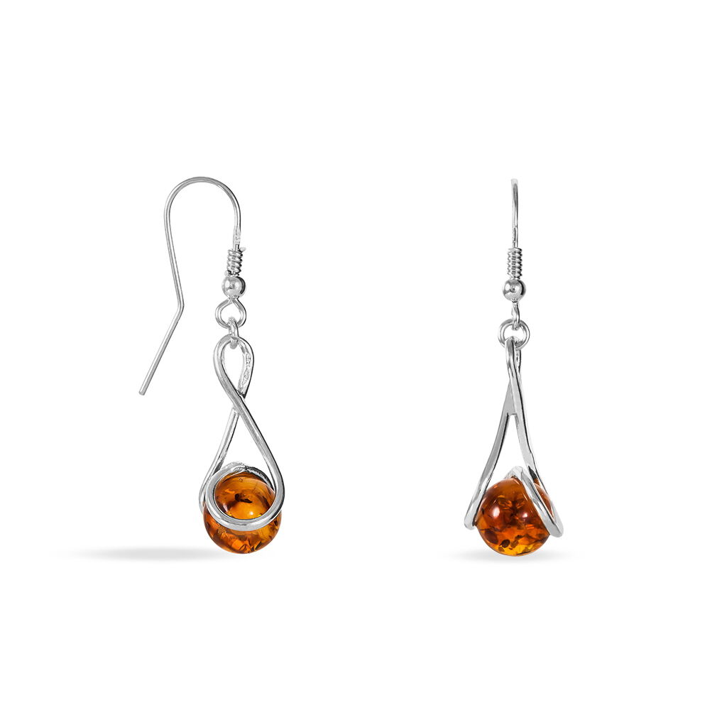 Boucles D'oreilles Pendantes Argent Blanc Simona Ambre - Pendantes Femme | Marc Orian