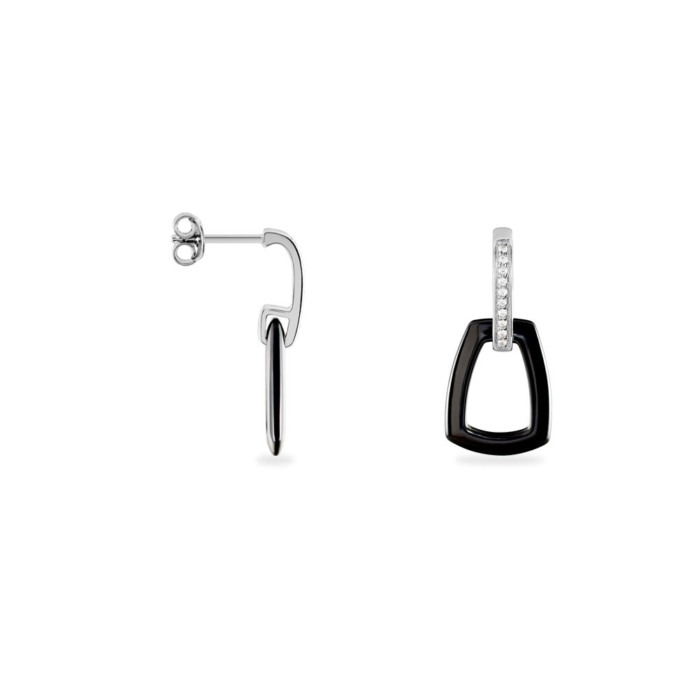 Boucles D'oreilles Pendantes Ezra Argent Blanc Céramique Et Oxyde - Pendantes Femme | Marc Orian