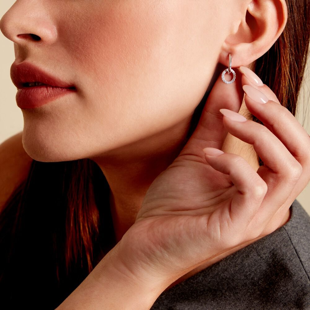 Créoles Riva Argent Blanc Oxyde De Zirconium - Créoles Femme | Marc Orian