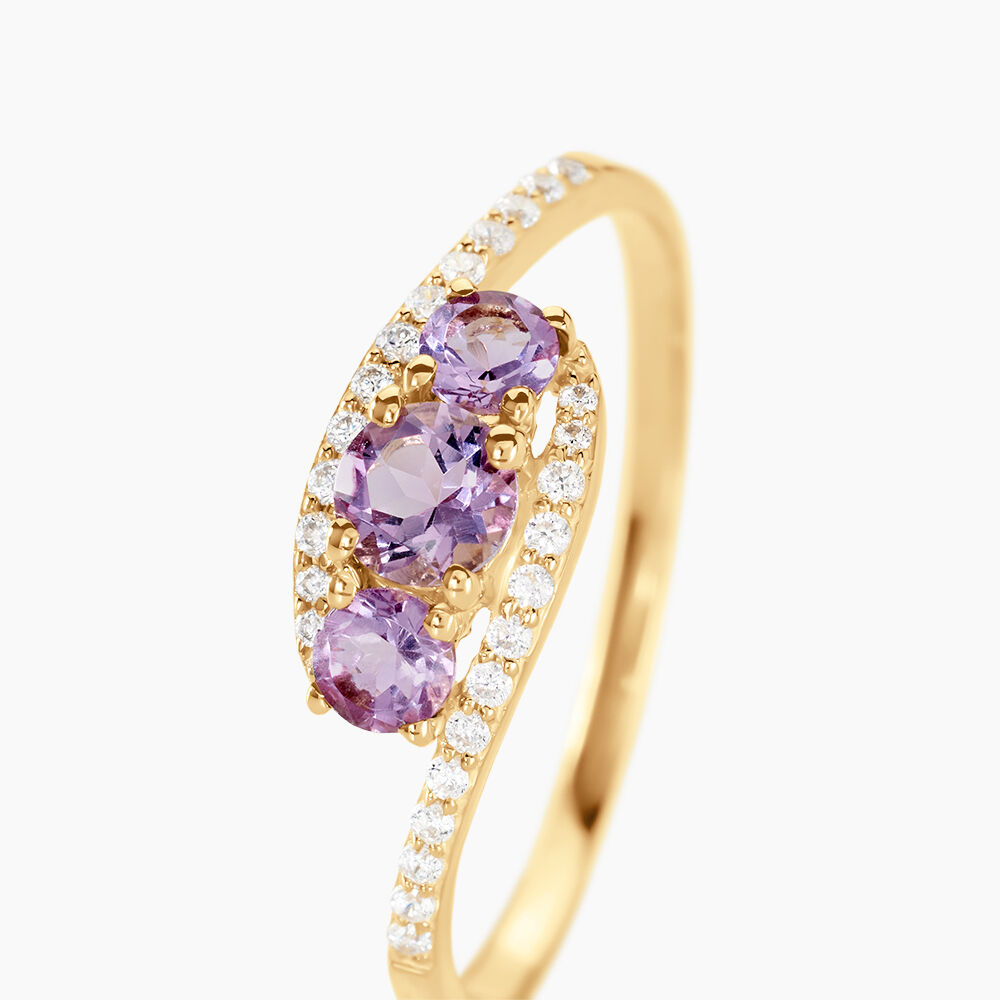 Bague Chloe Or Jaune Amethyste Et Oxyde De Zirconium - Bagues pierres fines Femme | Marc Orian