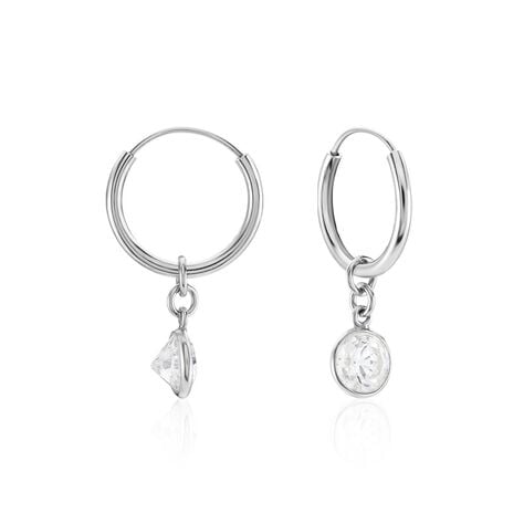 Créoles Argent Blanc Lehunnus Oxyde De Zirconium - Créoles Femme | Marc Orian