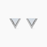 Boucles D'oreilles Puces Mori Argent Blanc Oxyde De Zirconium Et Nacre - Pendantes Femme | Marc Orian