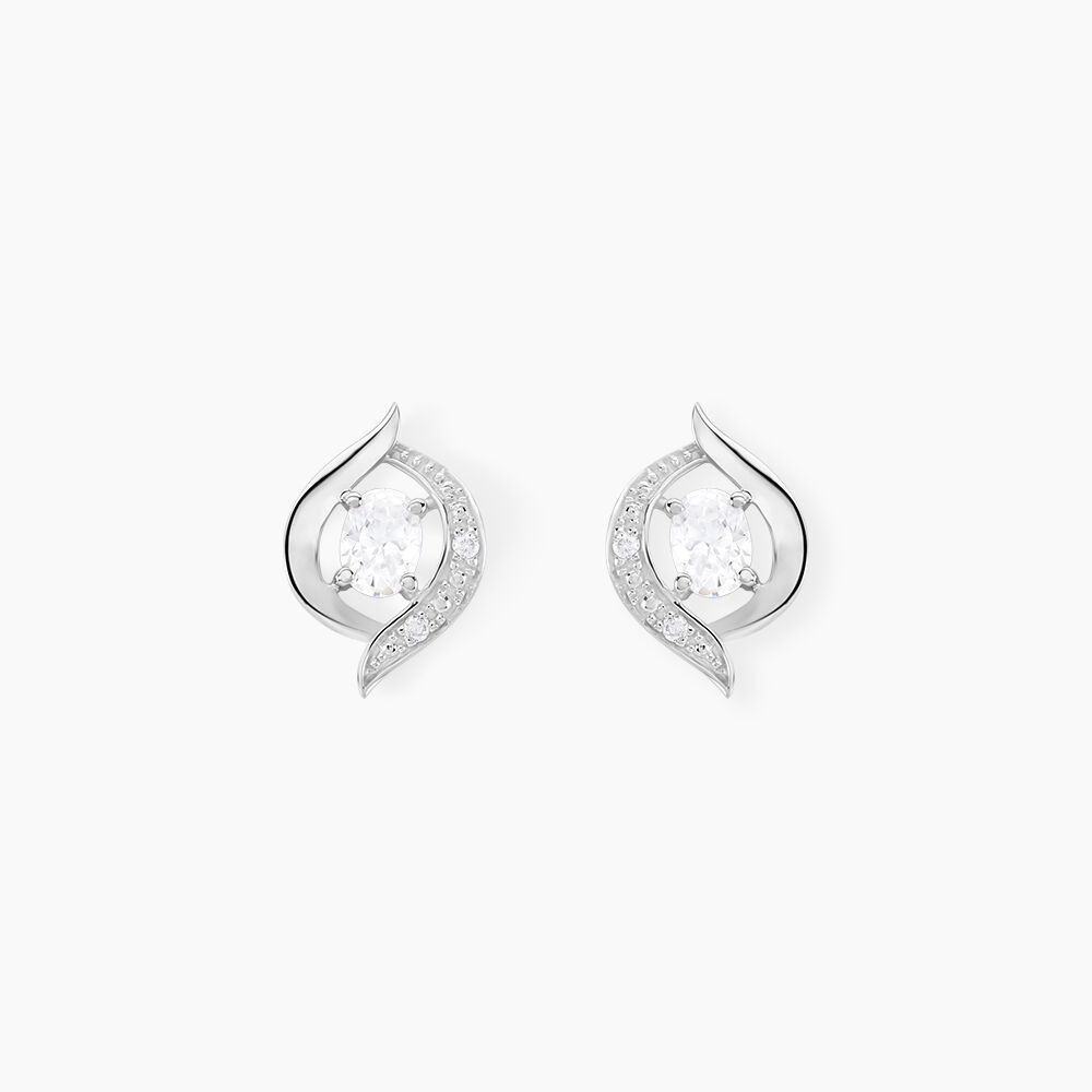 Boucles D'oreilles Puces Or Blanc Lydia Oxydes De Zirconium - Puces Femme | Marc Orian
