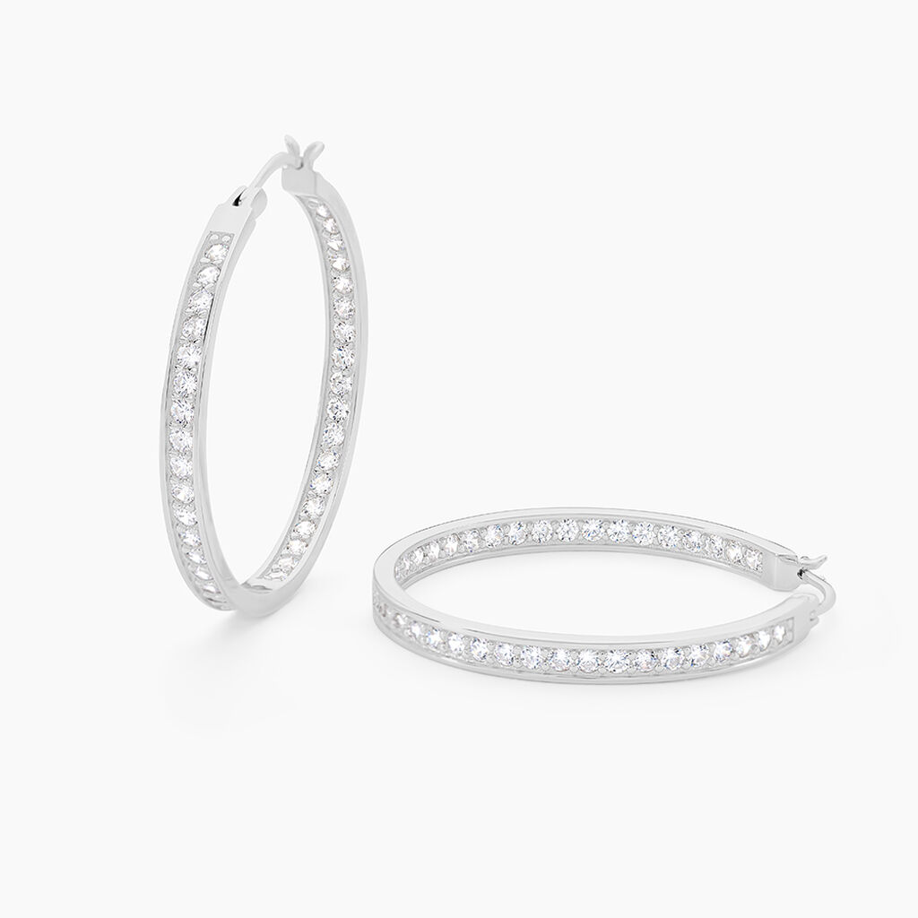 Cr&eacute;oles Classique Argent Blanc Django Oxyde De Zirconium - Cr&eacute;oles Femme | Marc Orian