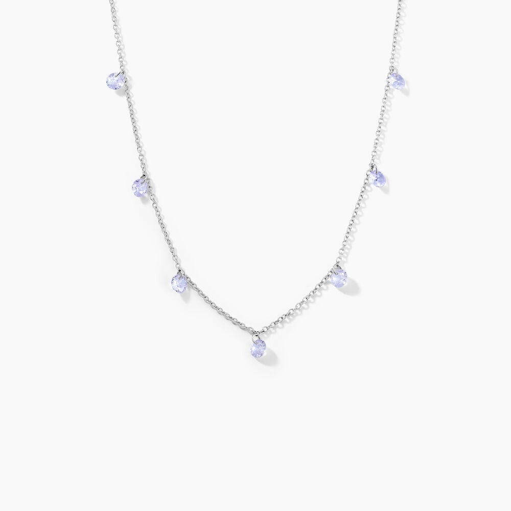 Collier Collie Argent Blanc Oxyde De Zirconium - Colliers avec pierres Femme | Marc Orian