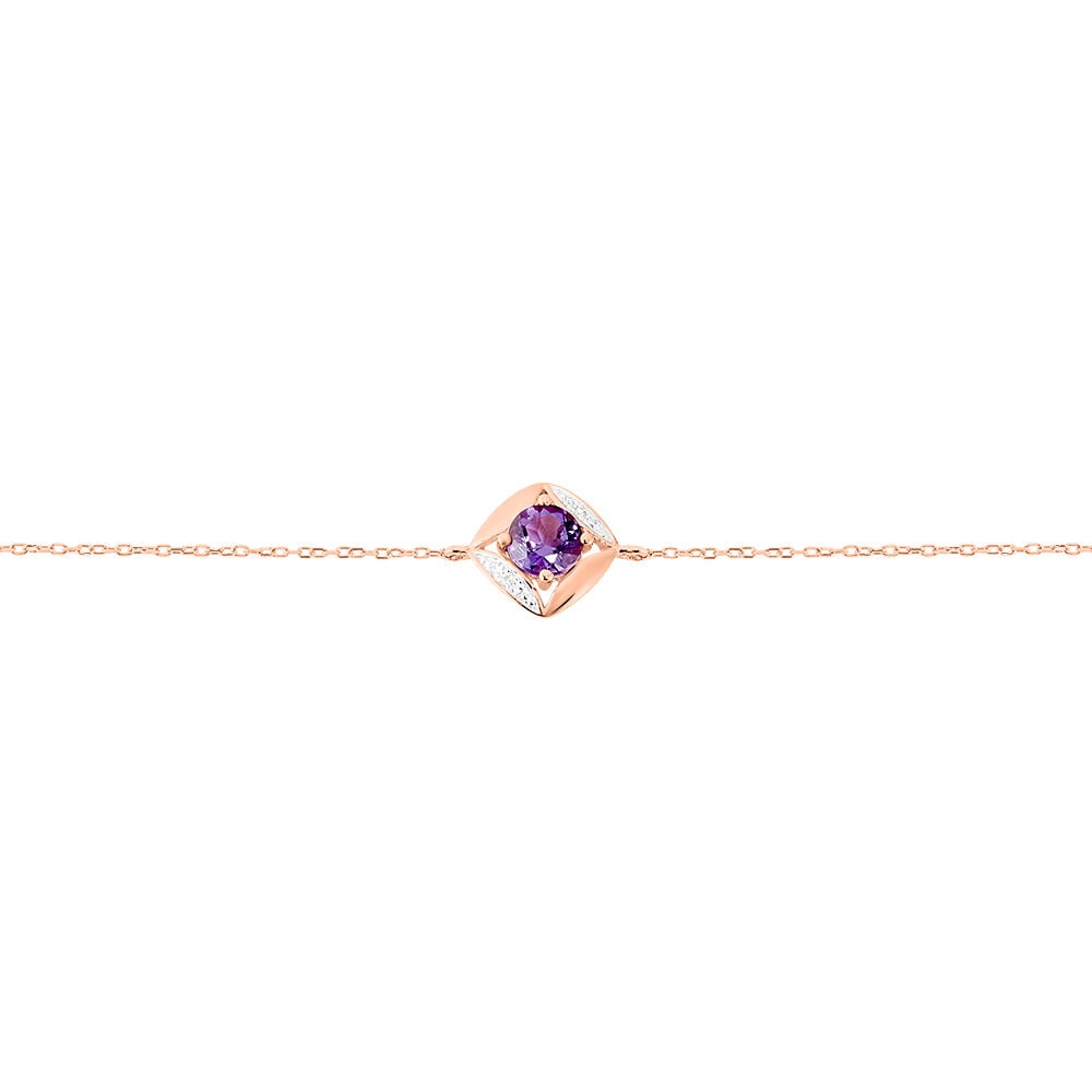 Bracelet Anaelle Or Rose Amethyste Et Diamant - Bracelets cha&icirc;nes Femme | Marc Orian