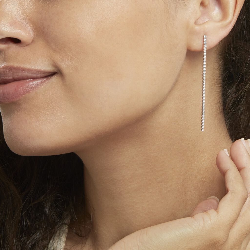 Boucles D'oreilles Pendantes Lou-anne Argent Blanc Oxyde De Zirconium - Boucles d'oreilles Pendantes Femme | Marc Orian