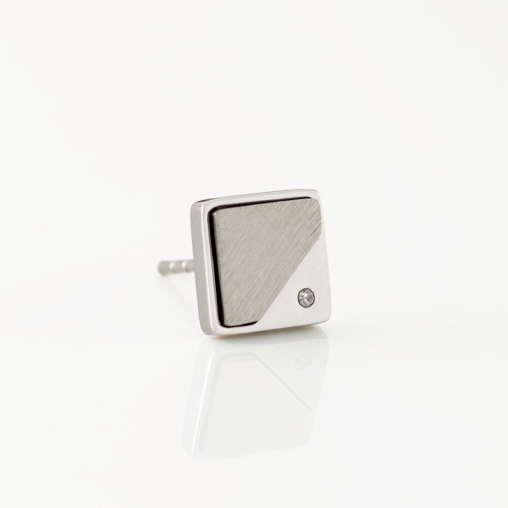 Boucle D'oreille Puce Unitaire Acier Blanc Tiago Diamant -  Homme | Marc Orian