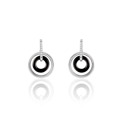 Boucles D'oreilles Pendantes Ina Argent Blanc C&eacute;ramique Et Oxyde - Pendantes Femme | Marc Orian