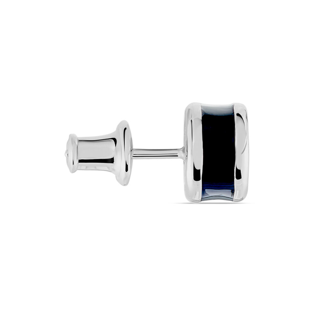 Boucle D'oreille Puce Unitaire Maurus Argent Blanc Email - Puces Homme | Marc Orian