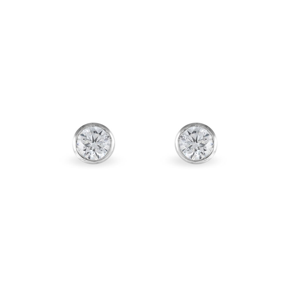 Boucles D'oreilles Puces Elda Serti Clos Or Blanc Oxyde De Zirconium - Puces Femme | Marc Orian