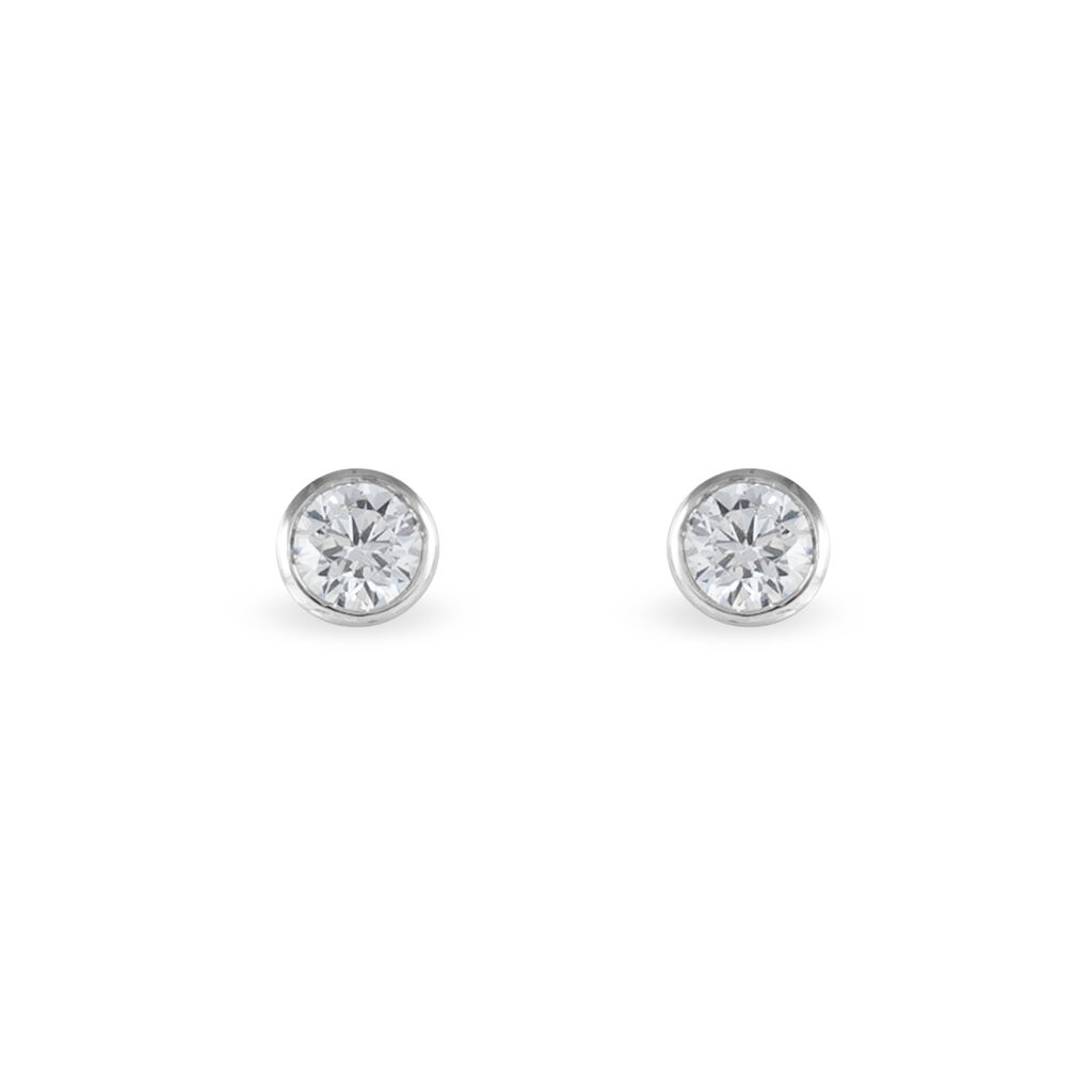 Boucles D'oreilles Puces Elda Serti Clos Or Blanc Oxyde De Zirconium - Puces Femme | Marc Orian