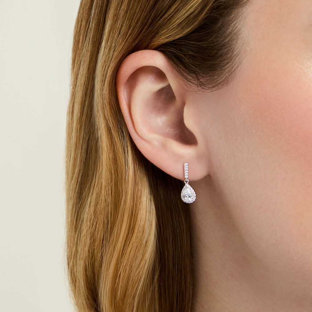 Boucles D'oreilles Pendantes Briony Argent Blanc Oxyde De Zirconium - Pendantes Femme | Marc Orian