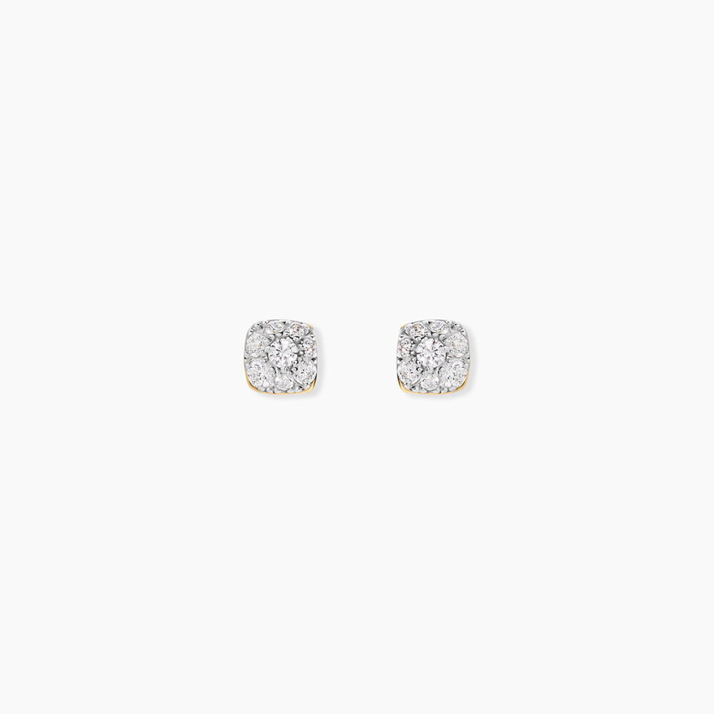 Boucles D'Oreilles Puces Nancie Argent Dor&eacute; A L'Or 750/1000 Oxyde De Zirconium - Puces Femme | Marc Orian