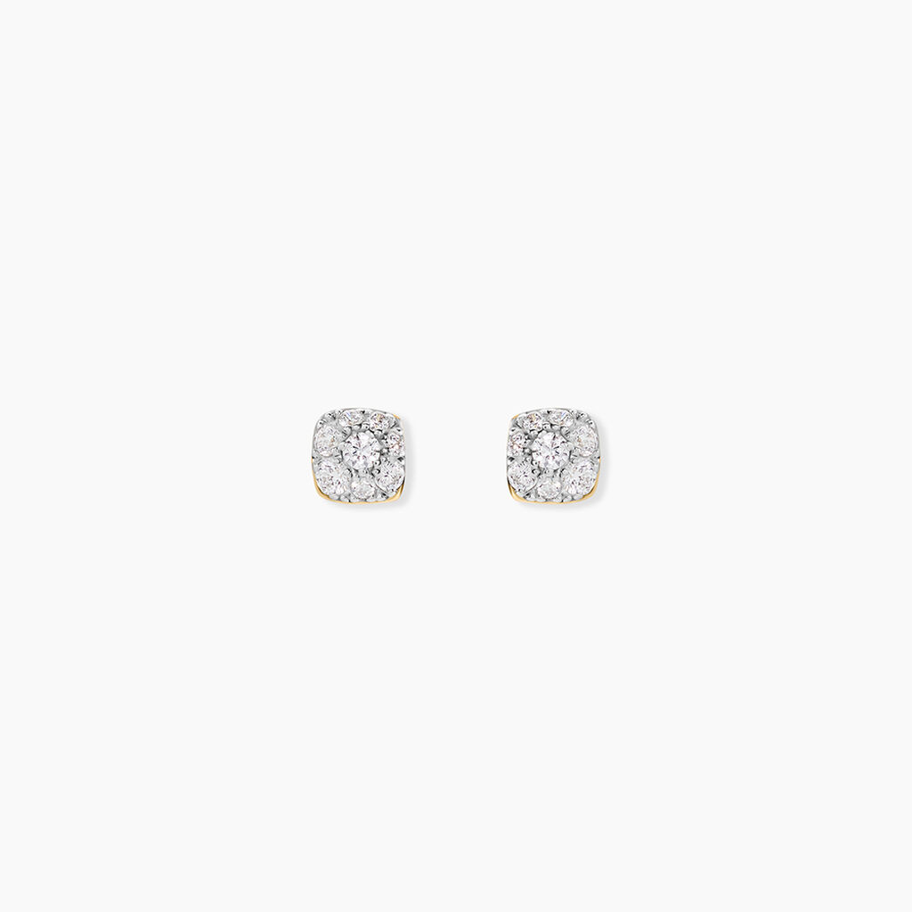 Boucles D'Oreilles Puces Nancie Argent Dor&eacute; A L'Or 750/1000 Oxyde De Zirconium - Puces Femme | Marc Orian