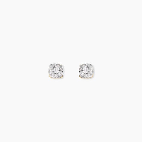 Boucles D'Oreilles Puces Nancie Argent Dor&eacute; A L'Or 750/1000 Oxyde De Zirconium - Puces Femme | Marc Orian
