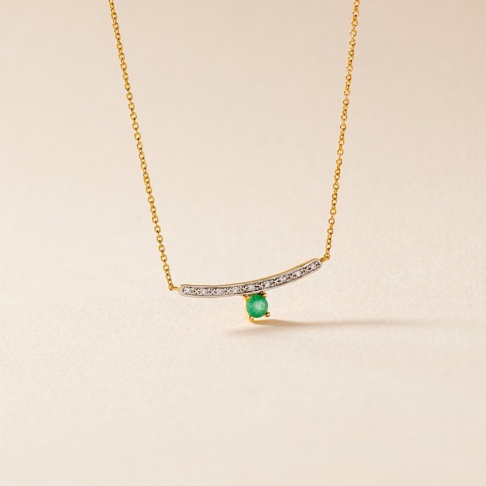 Collier Emeald Is The New Black Or Jaune Emeraude Diamant - Colliers avec pierres Femme | Marc Orian