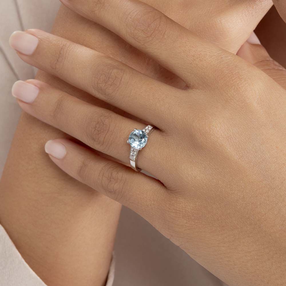 Bague Maysara Or Blanc Topaze Et Oxyde De Zirconium - Bagues pierres fines Femme | Marc Orian