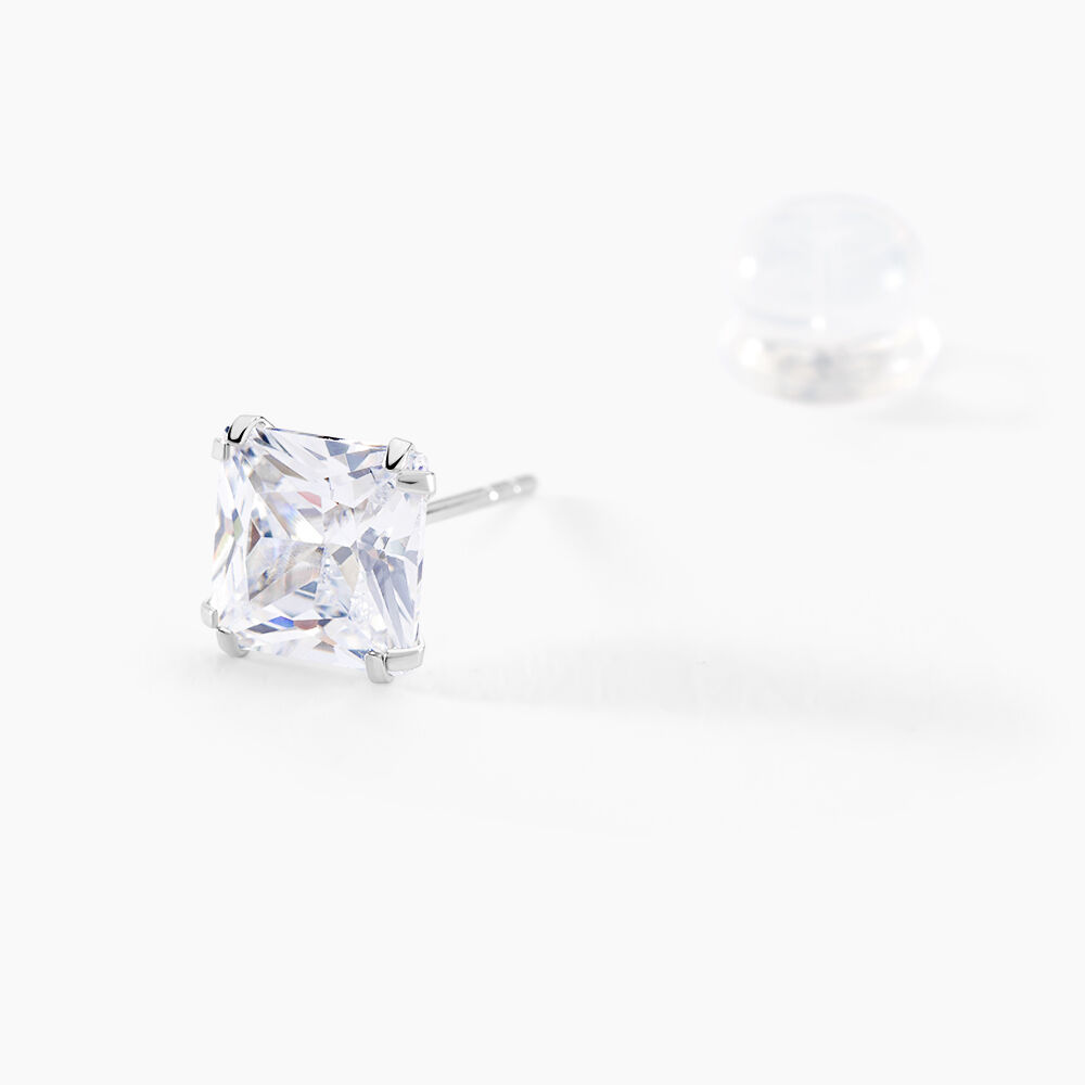 Boucles D'oreilles Puces Or Blanc Doreen Oxydes De Zirconium - Puces Famille | Marc Orian