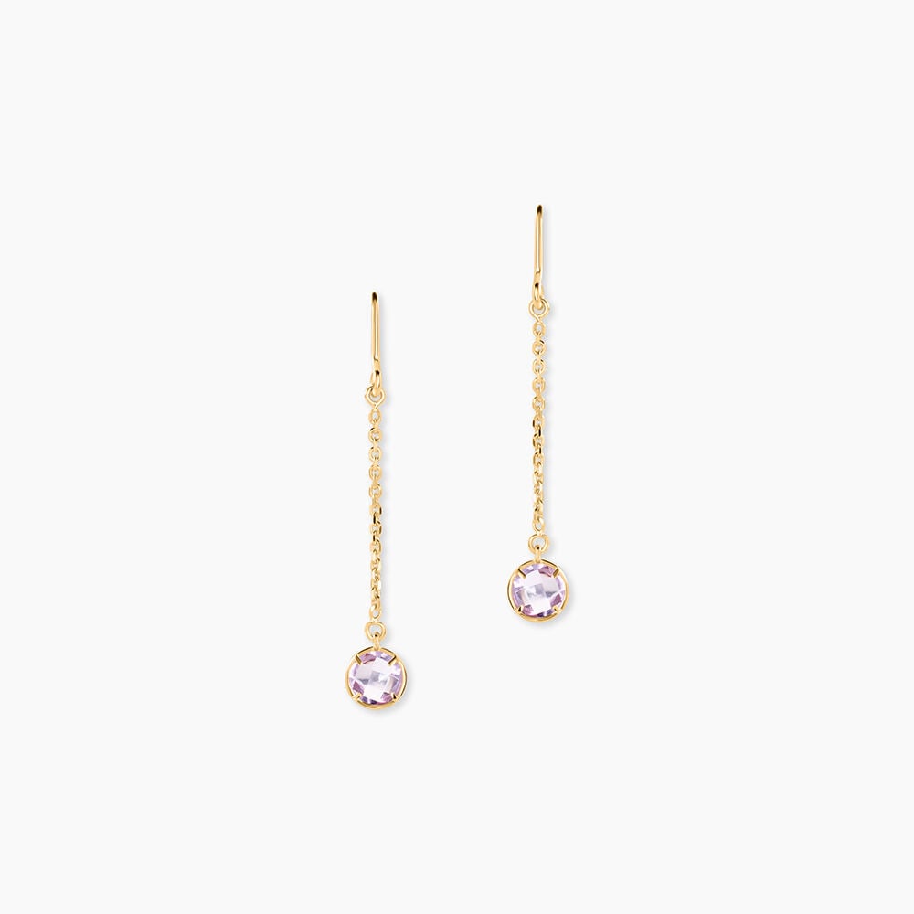 Boucles D'Oreilles Pendantes Arenale Argent Dor&eacute; A L'Or 750/1000 Am&eacute;thyste - Pendantes Femme | Marc Orian