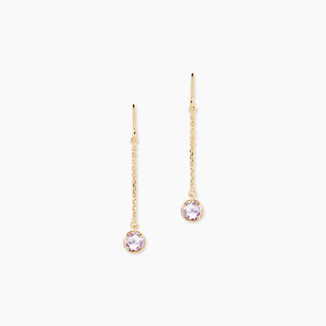 Boucles D'Oreilles Pendantes Arenale Argent Dor&eacute; A L'Or 750/1000 Am&eacute;thyste - Pendantes Femme | Marc Orian
