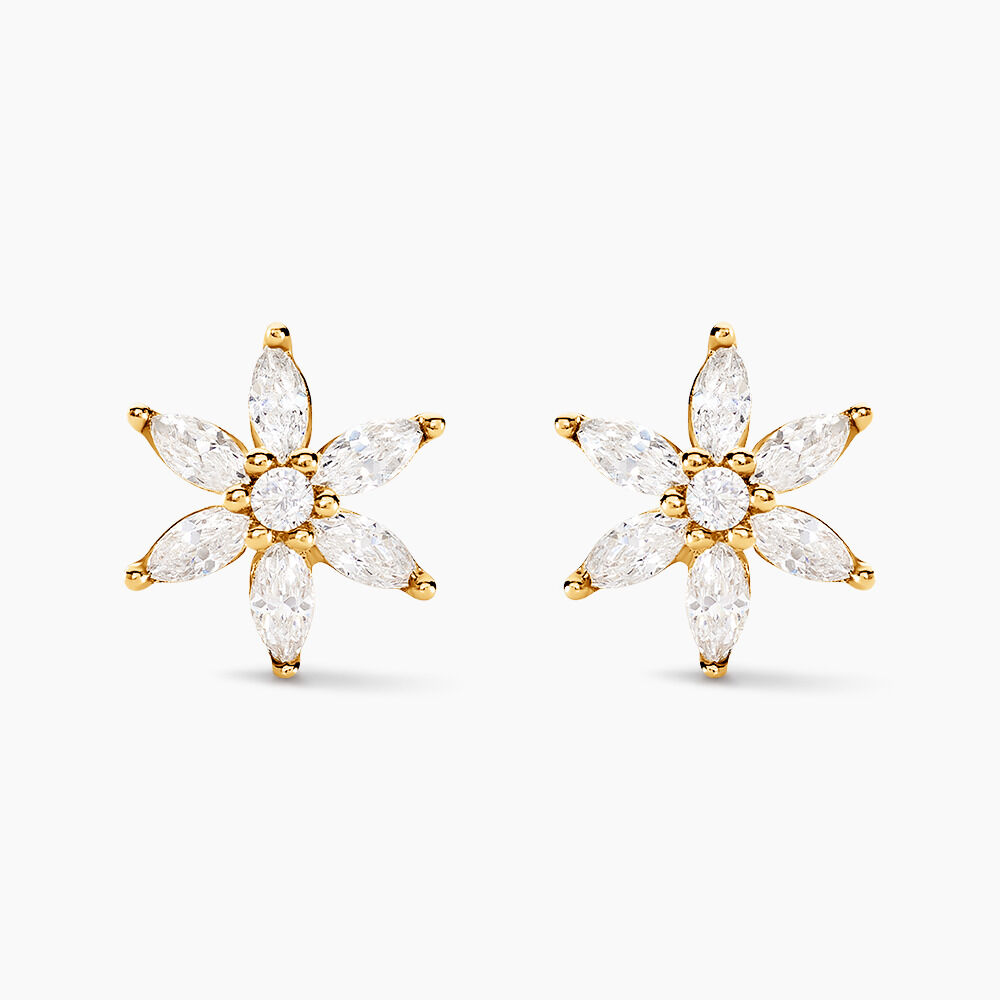 Boucles D'oreilles Puces Marijse Or Jaune Oxyde De Zirconium - Puces Femme | Marc Orian